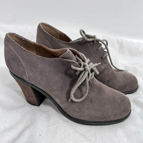 Lucky Brand Mystique Brown Taupe Boots Lace up Size 7.5 M Twee Contemporary - Picture 1 of 7